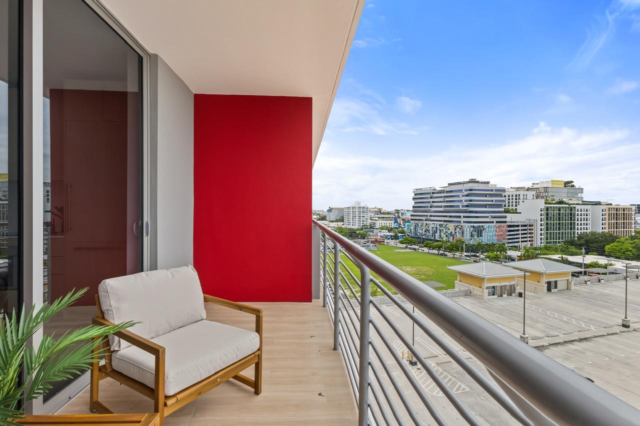 Private balcony seating with city view
