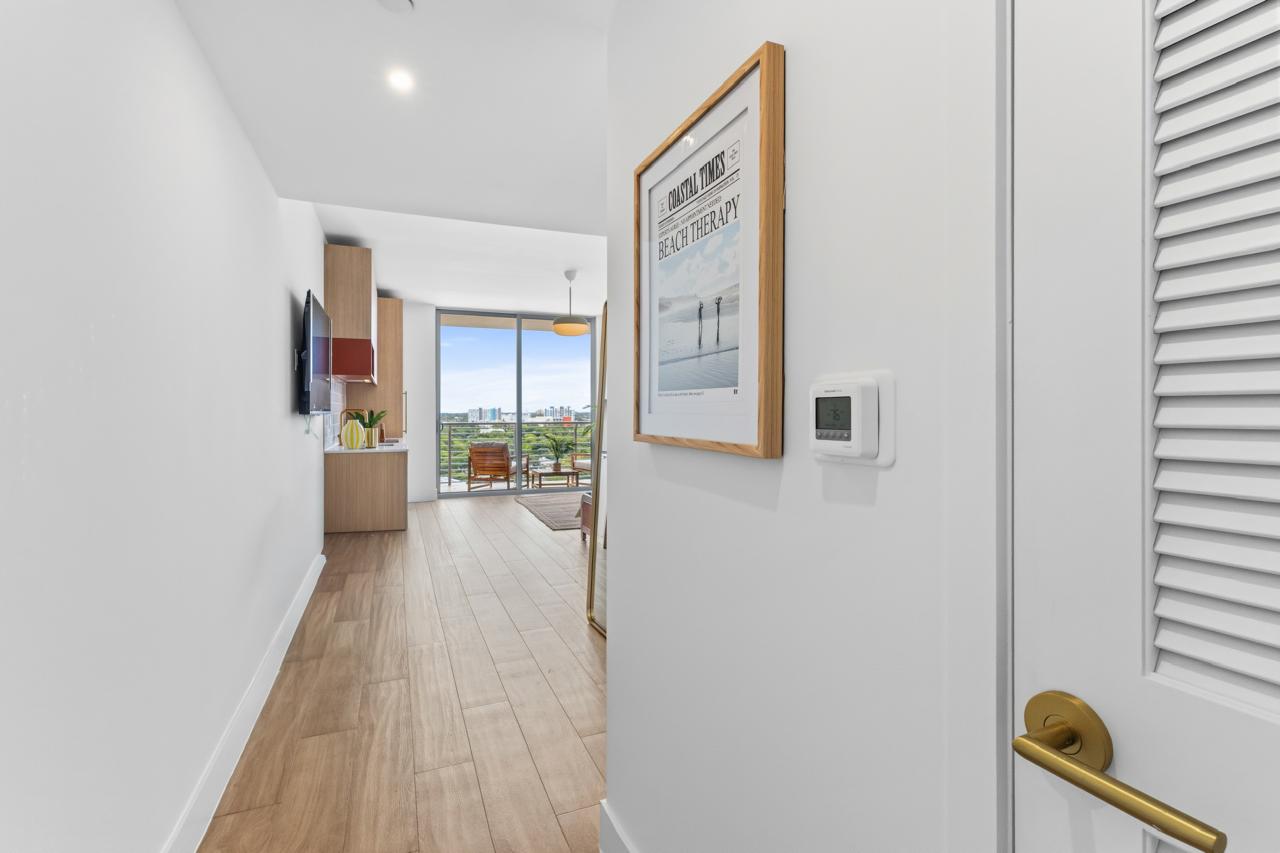 Entry hallway leading to the living area